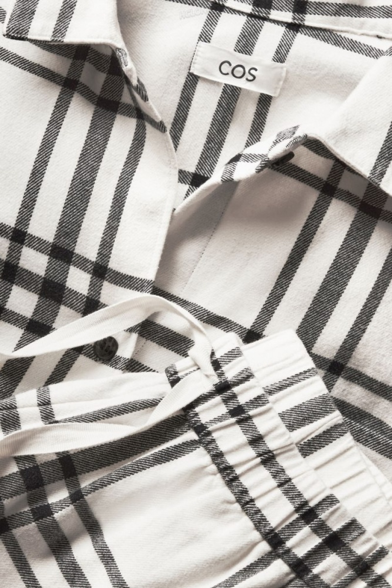 White / Black / Checked COS Checked Flannel Pajama Set Loungewear | 062518-BKA