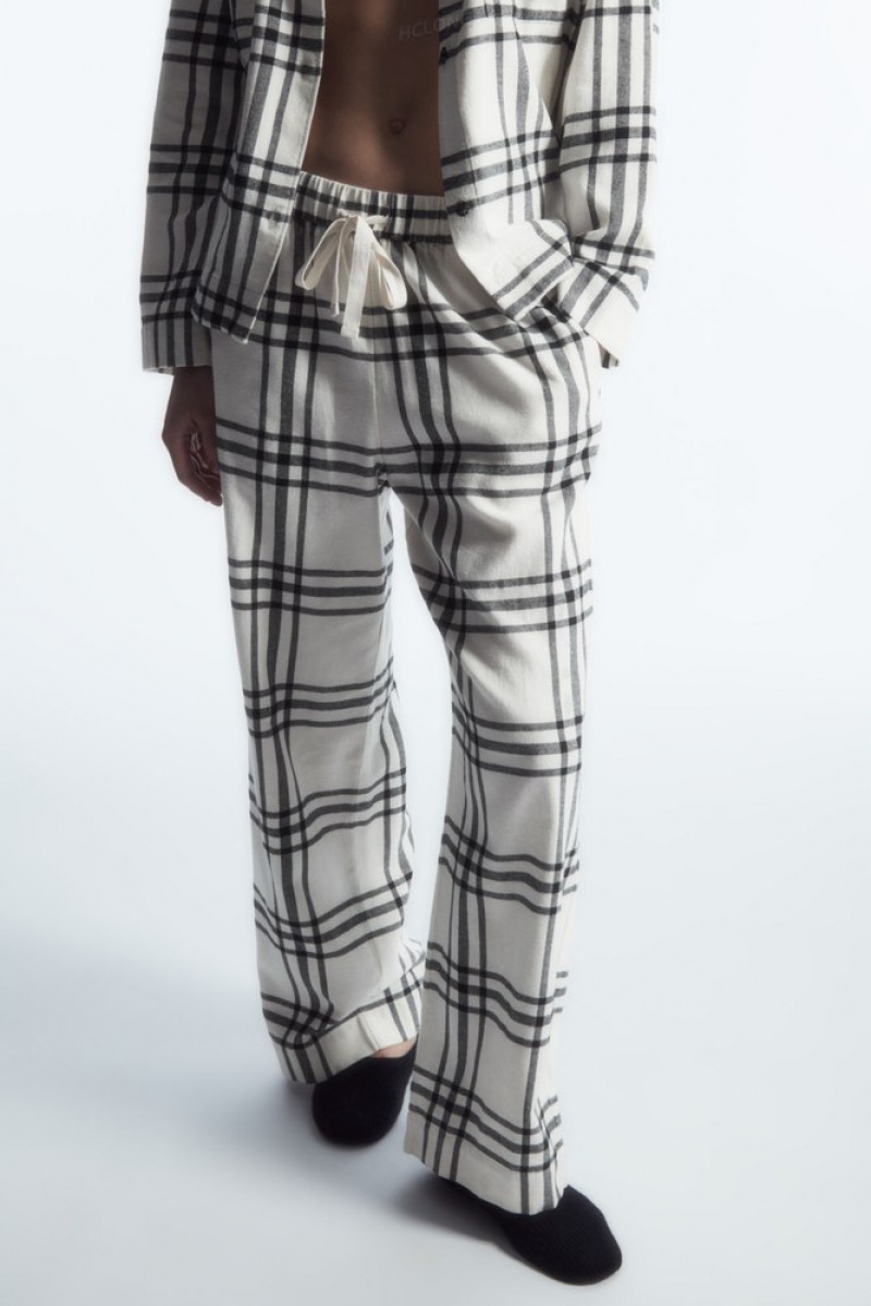 White / Black / Checked COS Checked Flannel Pajama Set Loungewear | 062518-BKA